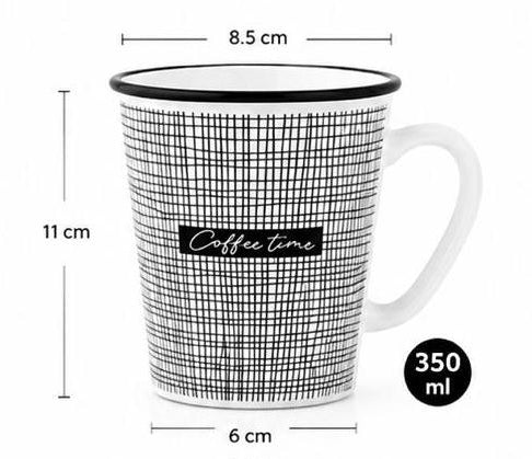 مج سيراميك Coffee Time بتصميم شبكي أنيق – 350 مل