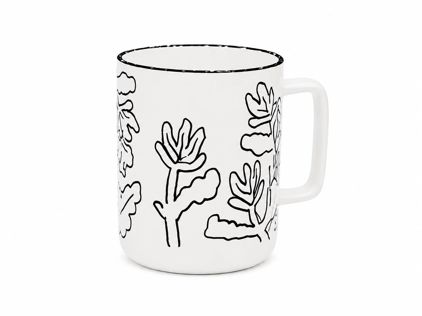 مج سيراميك بتصميم الزهور الفنية – Floral Sketch Mug