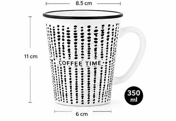 مج سيراميك "Coffee Time" بنقشة نقطية عصرية – 350 مل