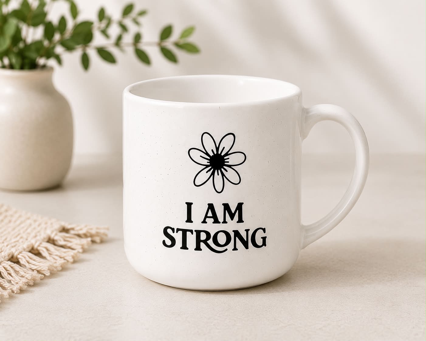 كوب سيراميك تحفيزي – I Am Strong | قطعة واحدة