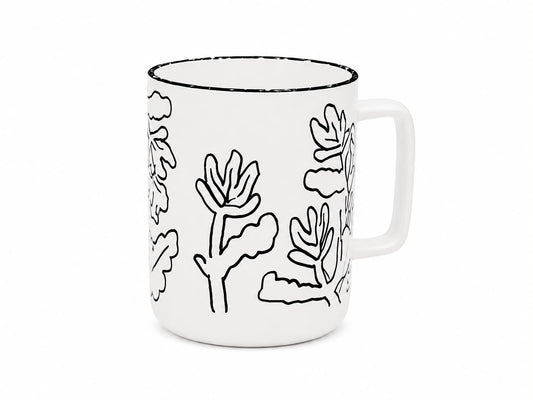 مج سيراميك بتصميم الزهور الفنية – Floral Sketch Mug