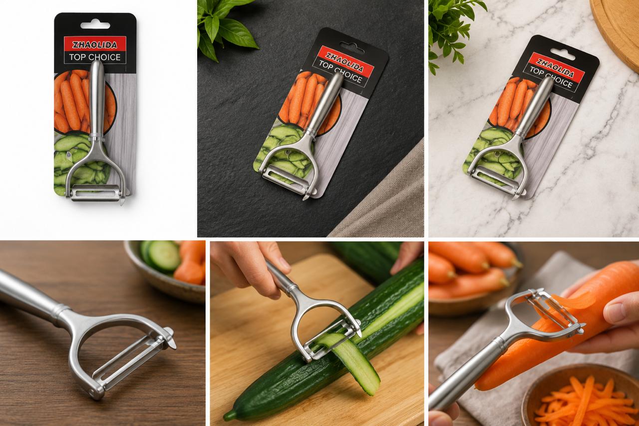 🥒 مقشرة خضروات وفواكه احترافية من الستانلس ستيل 2 في 1